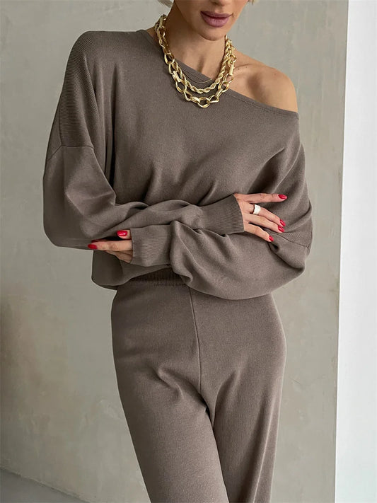 Elegant Winter Knit Sweater & Pants Set