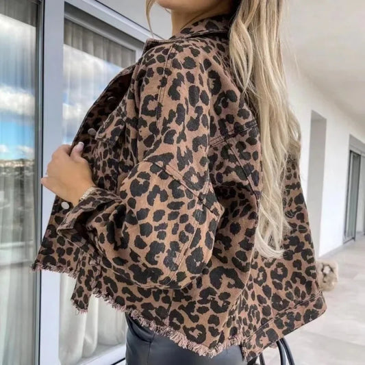 Leopard Denim Coat