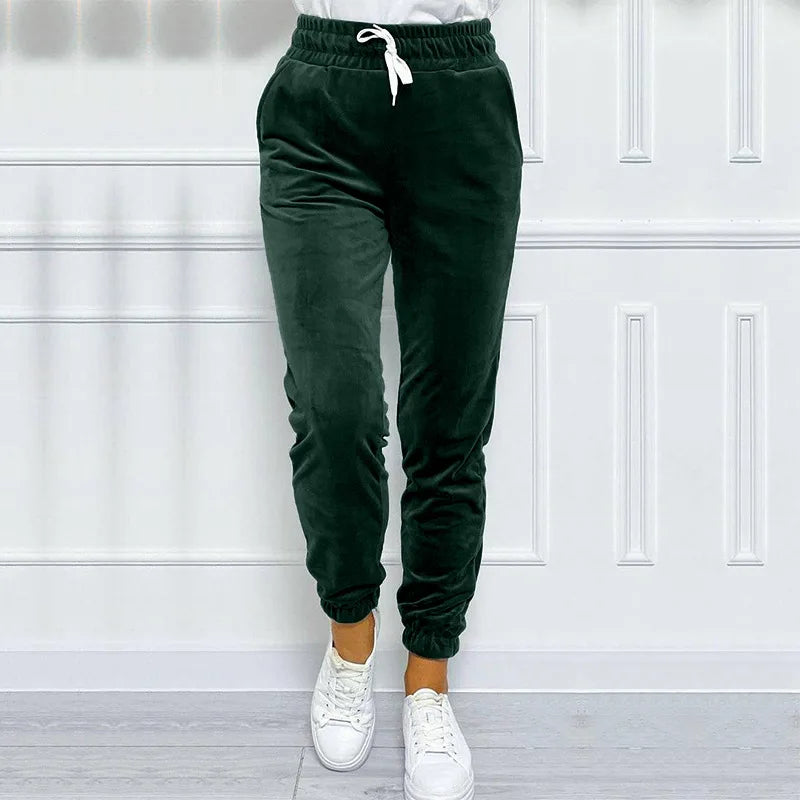 Velvet Drawstring Jogger Pants