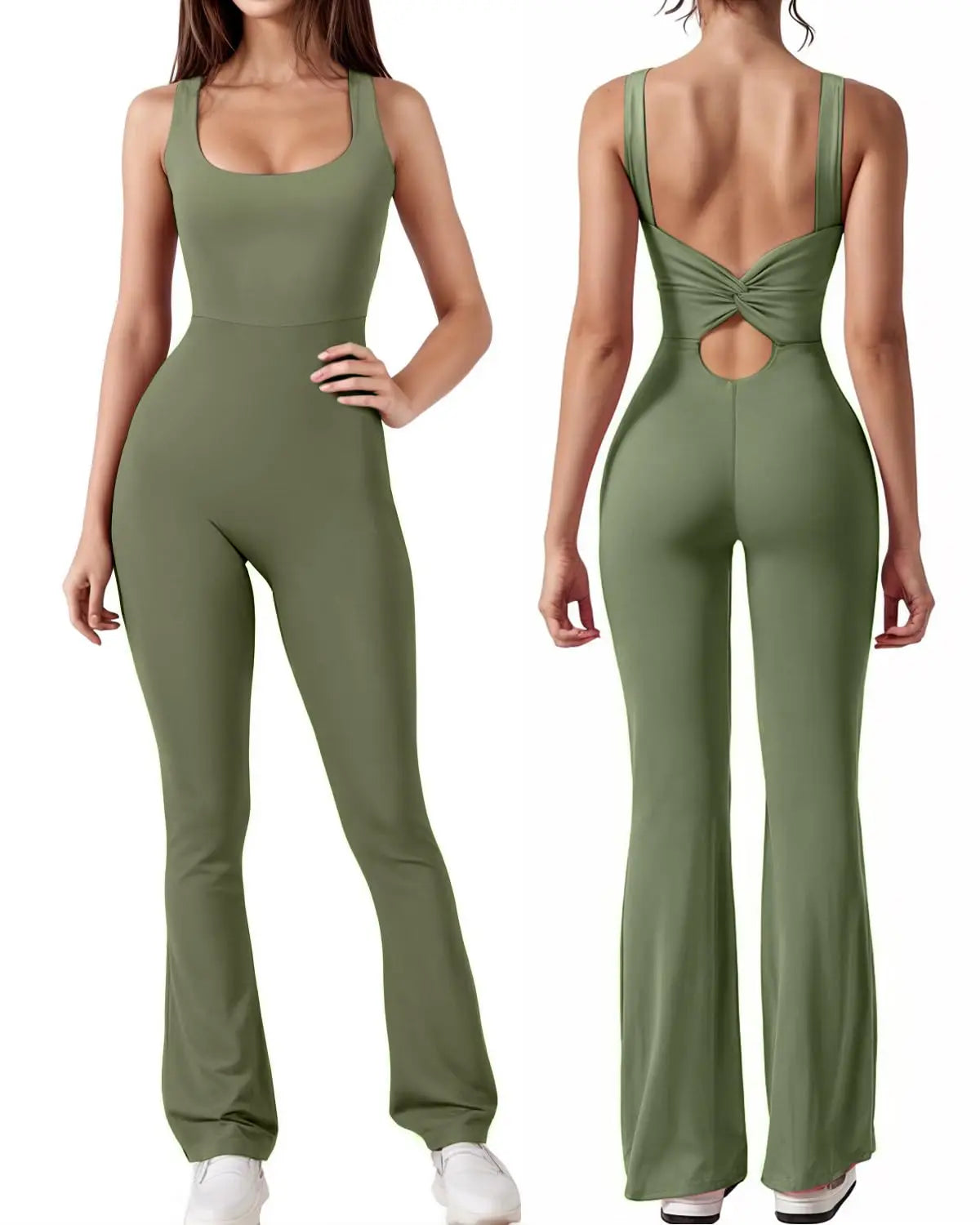 Backless Yoga Romper with Scrunch Detail