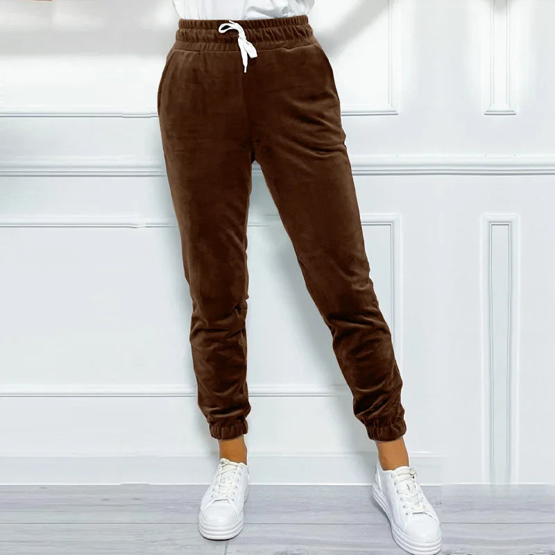 Velvet Drawstring Jogger Pants