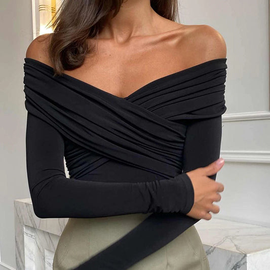 Off-Shoulder Cross-Front Slim Fit