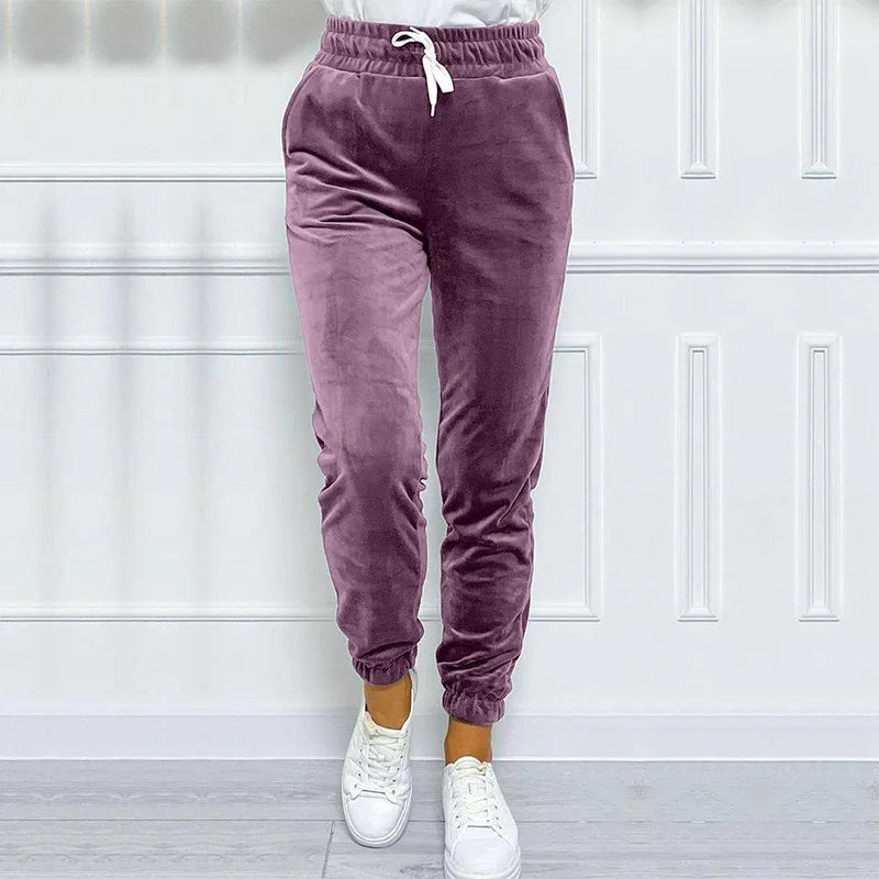 Velvet Drawstring Jogger Pants