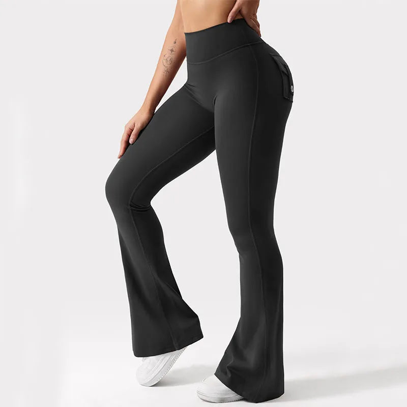 High Stretch Wide Leg Yoga Leggings with Pockets