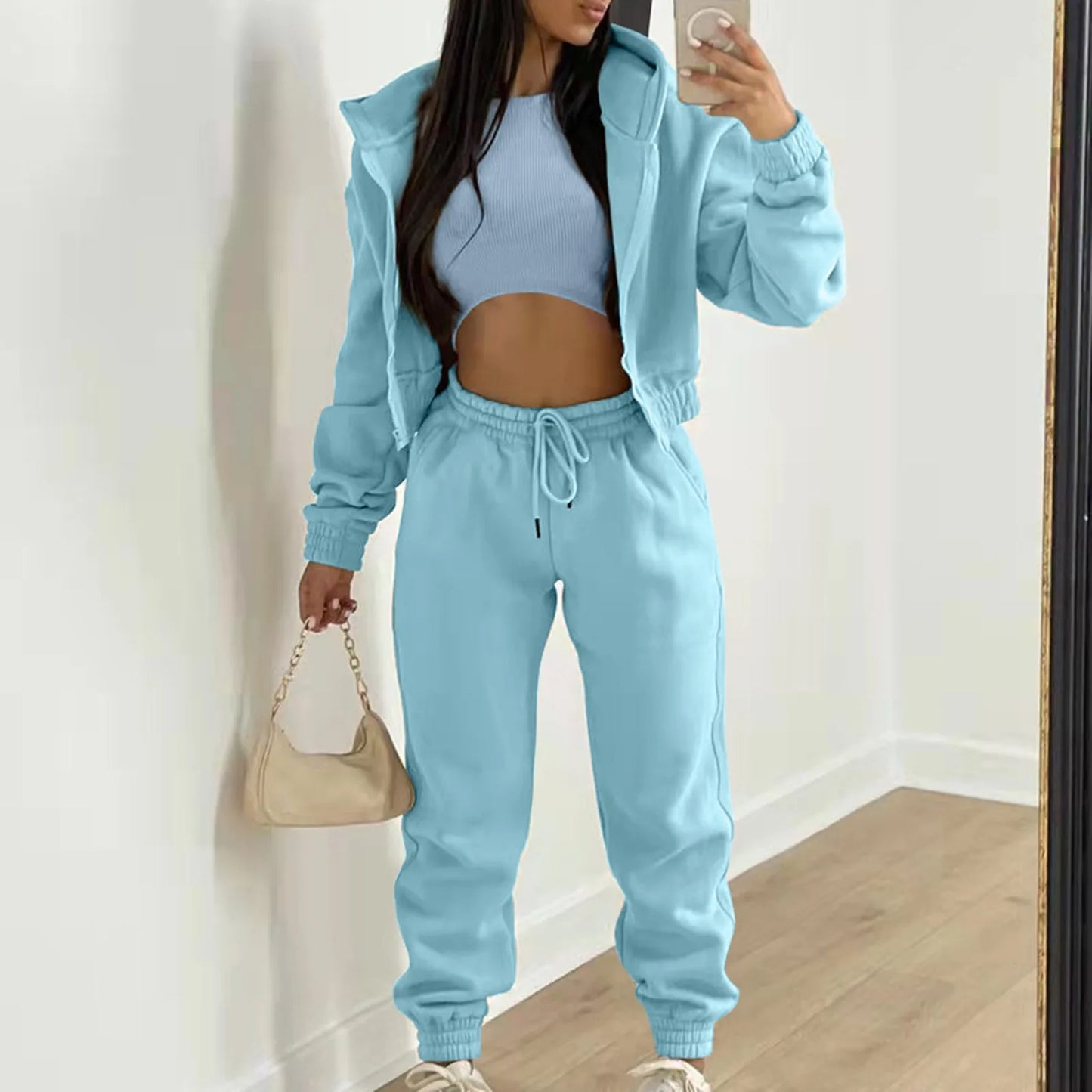 Casual 3-Piece Set: Hoodie, Tank & Joggers