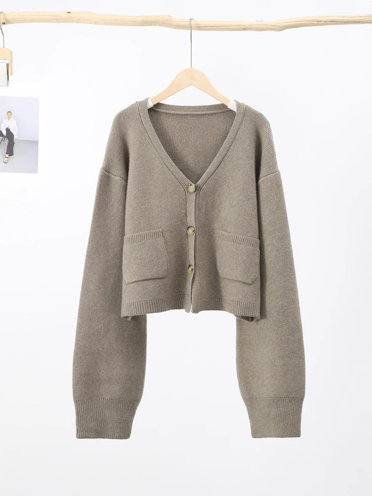 Solid Knit Cardigan with Pockets