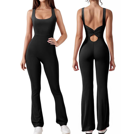 Backless Yoga Romper with Scrunch Detail