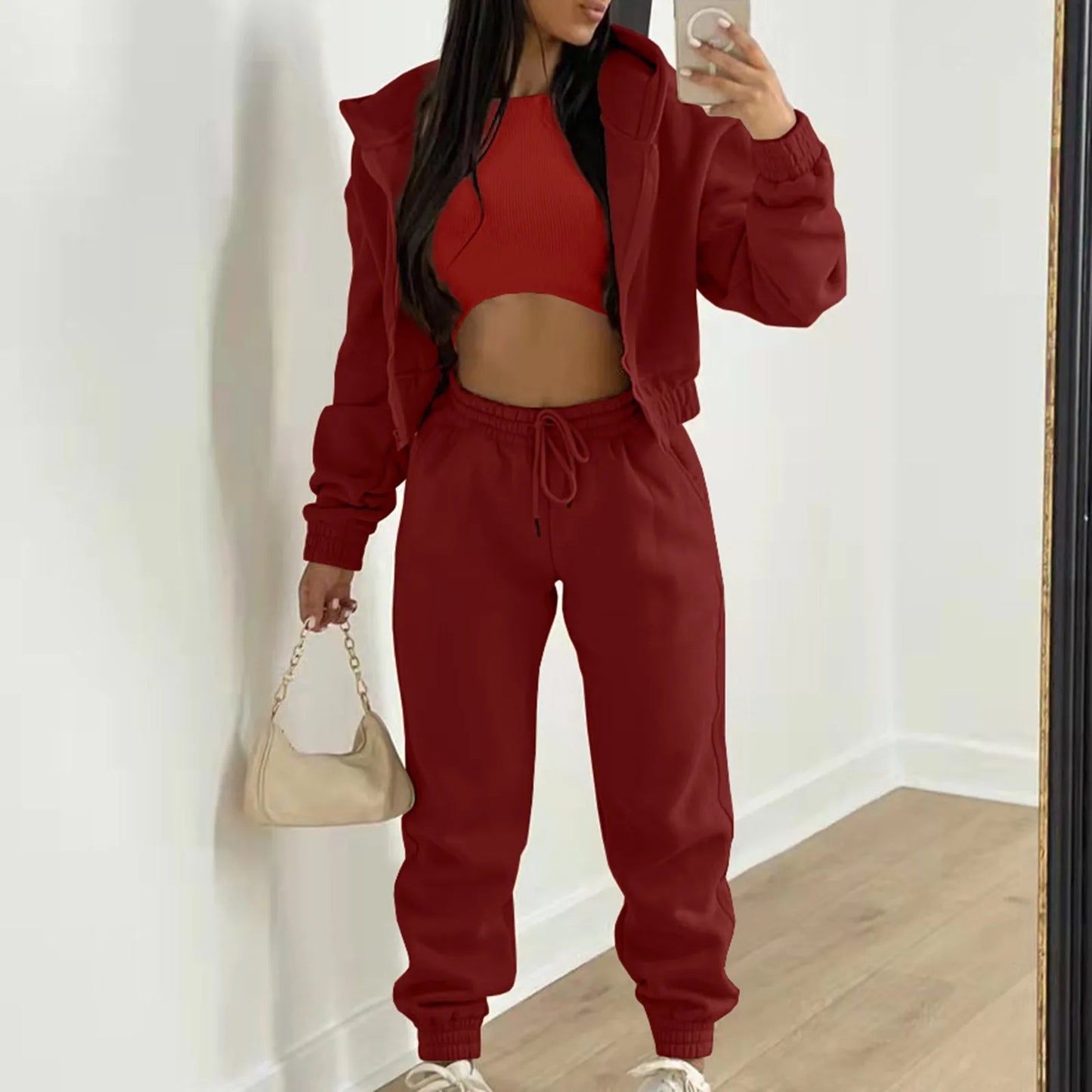 Casual 3-Piece Set: Hoodie, Tank & Joggers