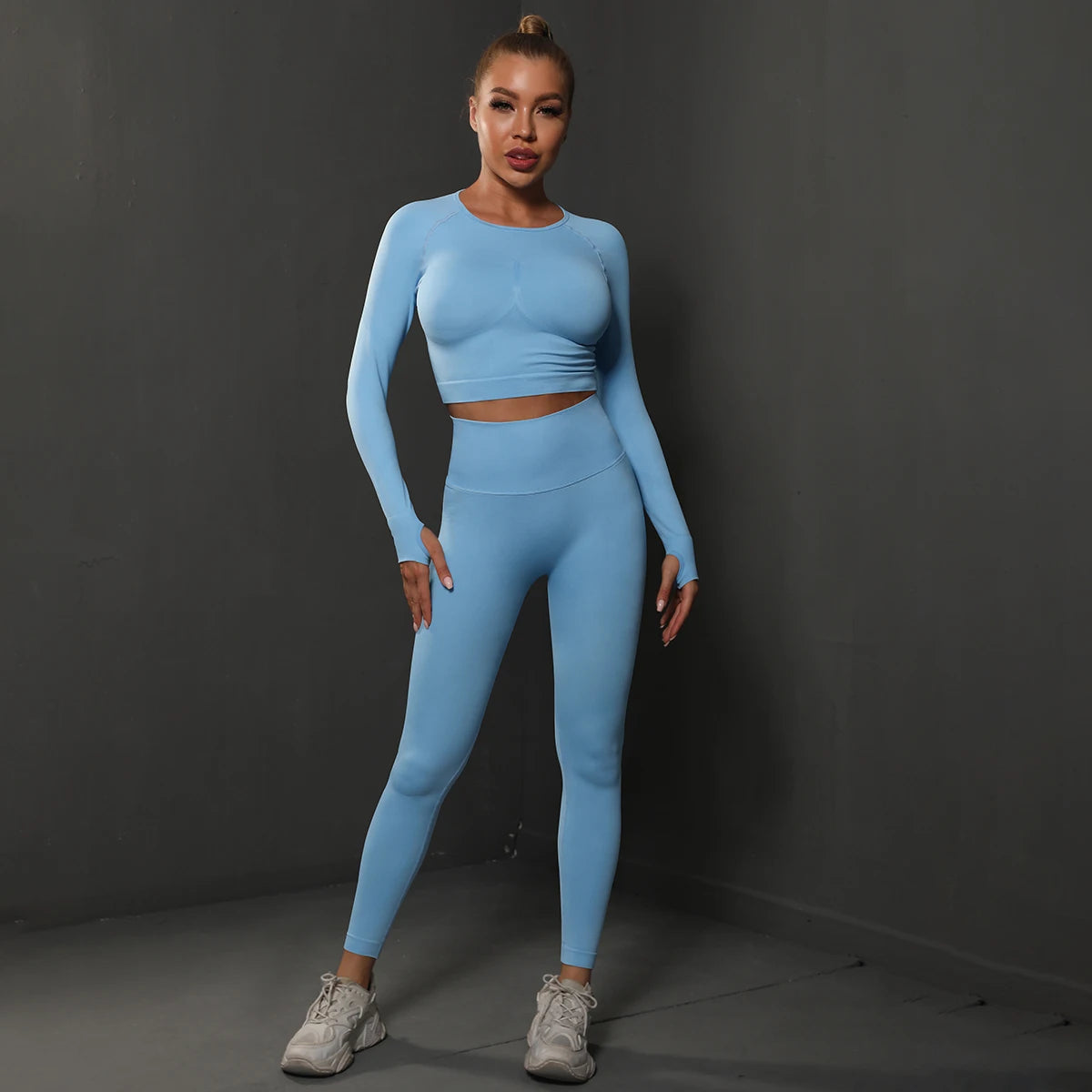 2-Piece Seamless Gym Set with Push-Up Pants