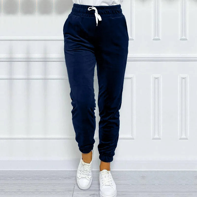 Velvet Drawstring Jogger Pants