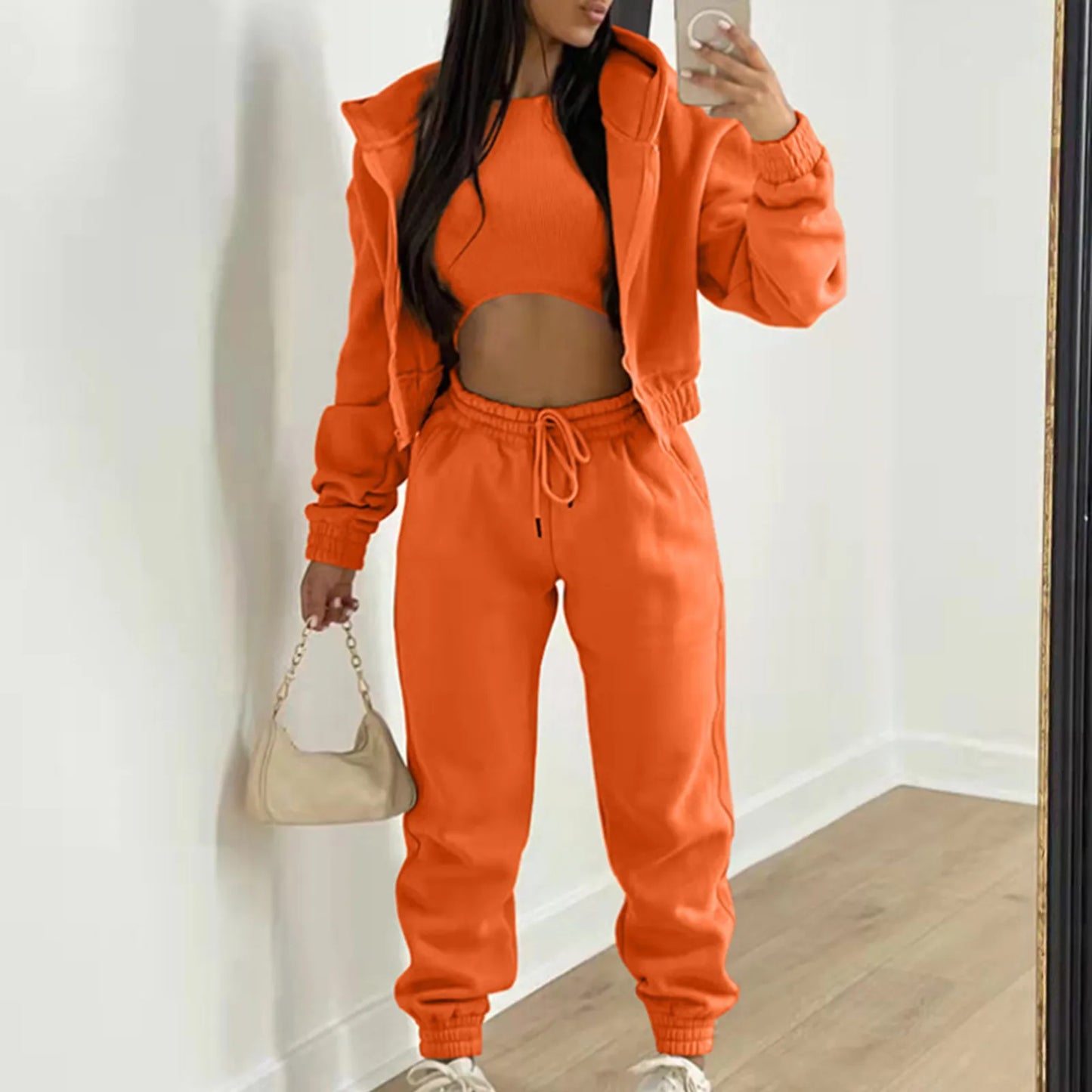 Casual 3-Piece Set: Hoodie, Tank & Joggers