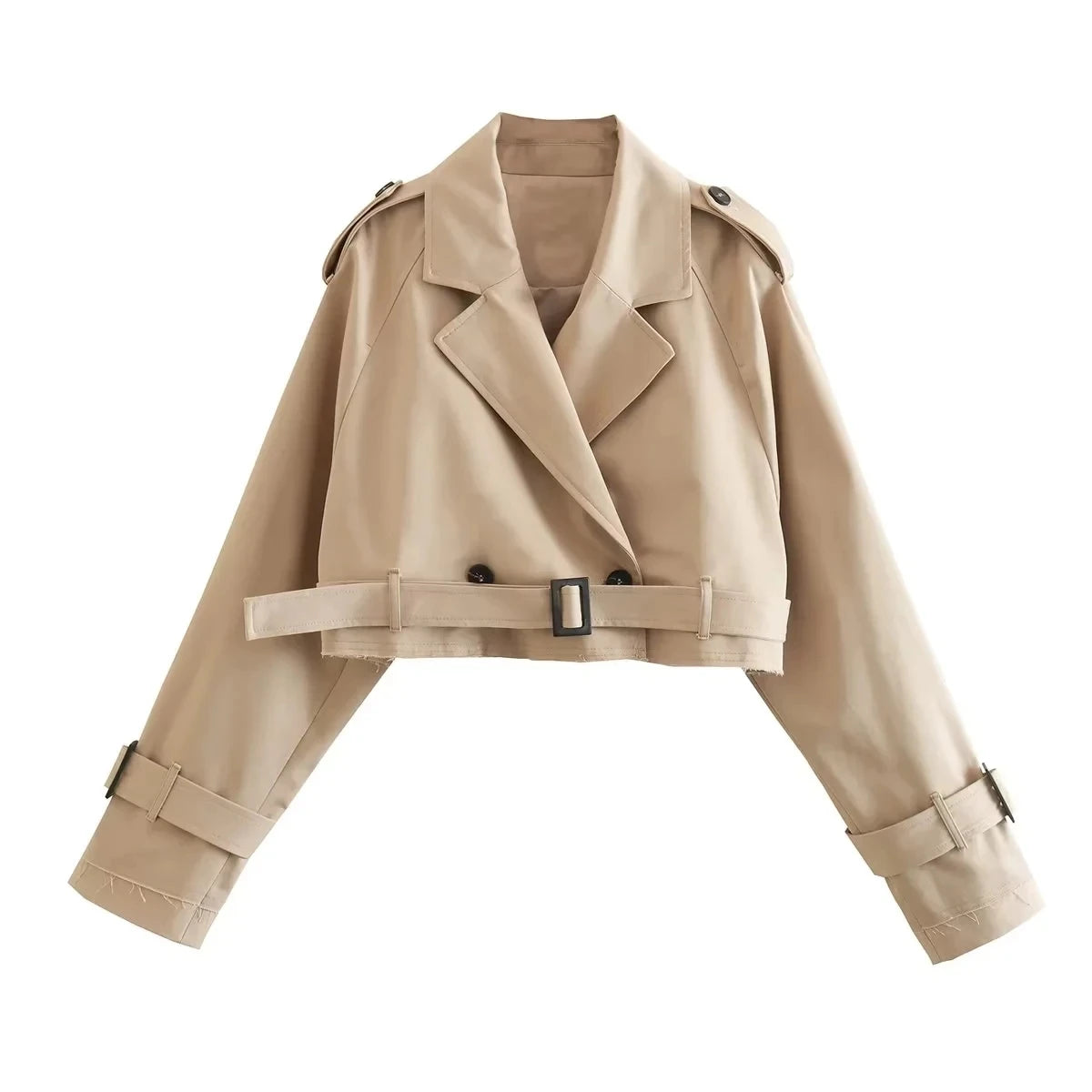 Vintage Belted Cropped Trench Jacket