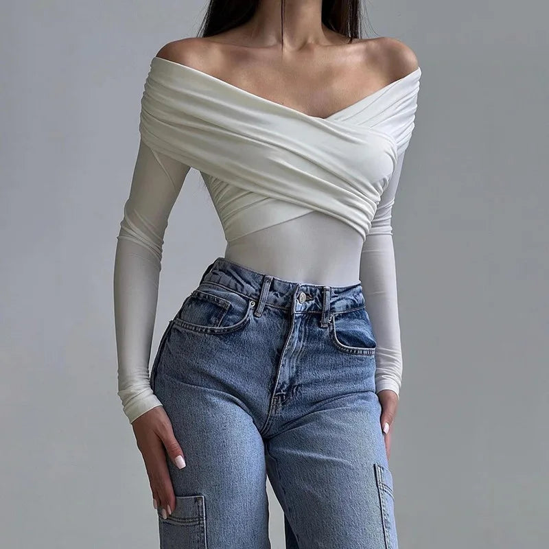 Crossed Off-Shoulder Bodysuit