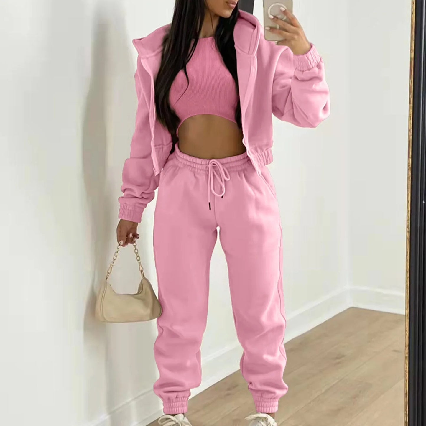 Casual 3-Piece Set: Hoodie, Tank & Joggers