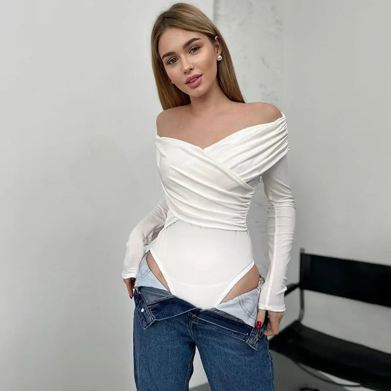 Crossed Off-Shoulder Bodysuit