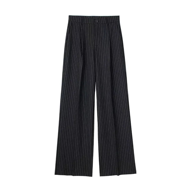 Striped High-Waist Wide-Leg Pants